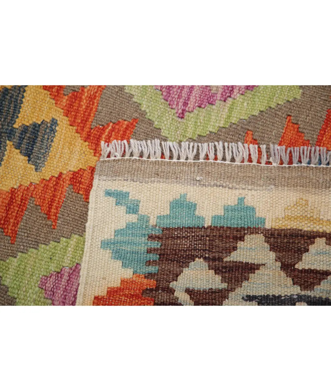 Hand Woven Maimana Kilim Wool Kilim Rug - 5'1'' x 6'9''