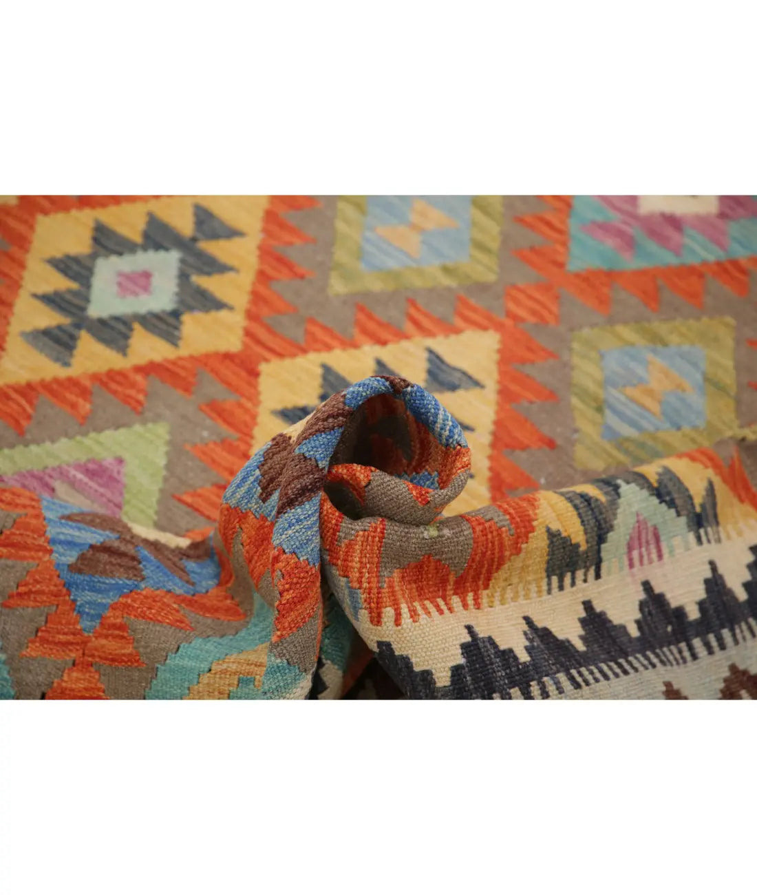 Hand Woven Maimana Kilim Wool Kilim Rug - 5'1'' x 6'9''