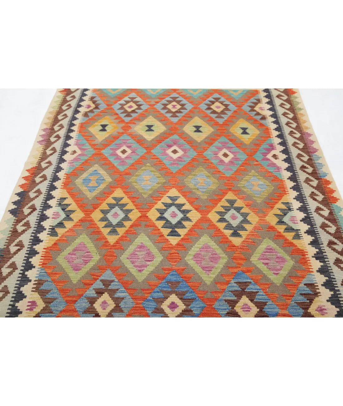 Hand Woven Maimana Kilim Wool Kilim Rug - 5'1'' x 6'9''