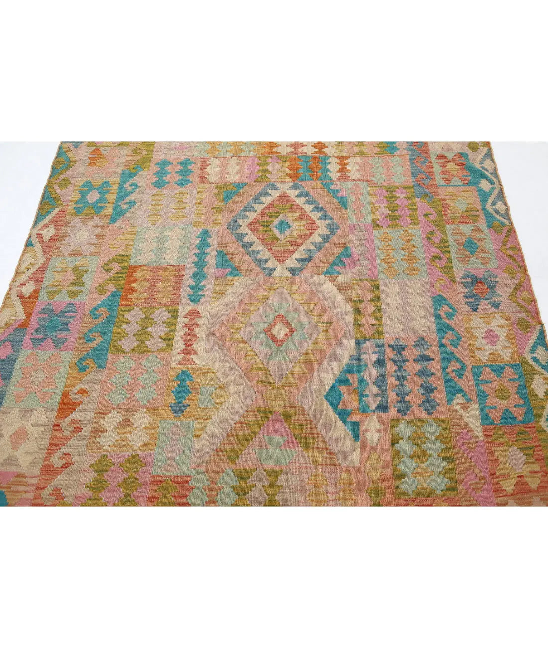 Hand Woven Maimana Kilim Wool Kilim Rug - 5'2'' x 6'4''