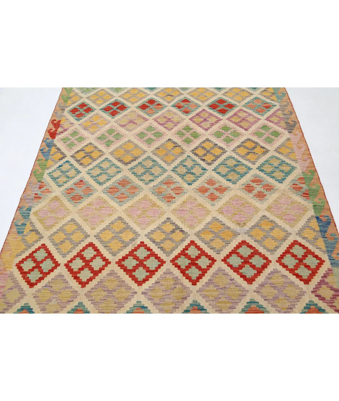 Hand Woven Maimana Kilim Wool Kilim Rug - 5'4'' x 7'11''