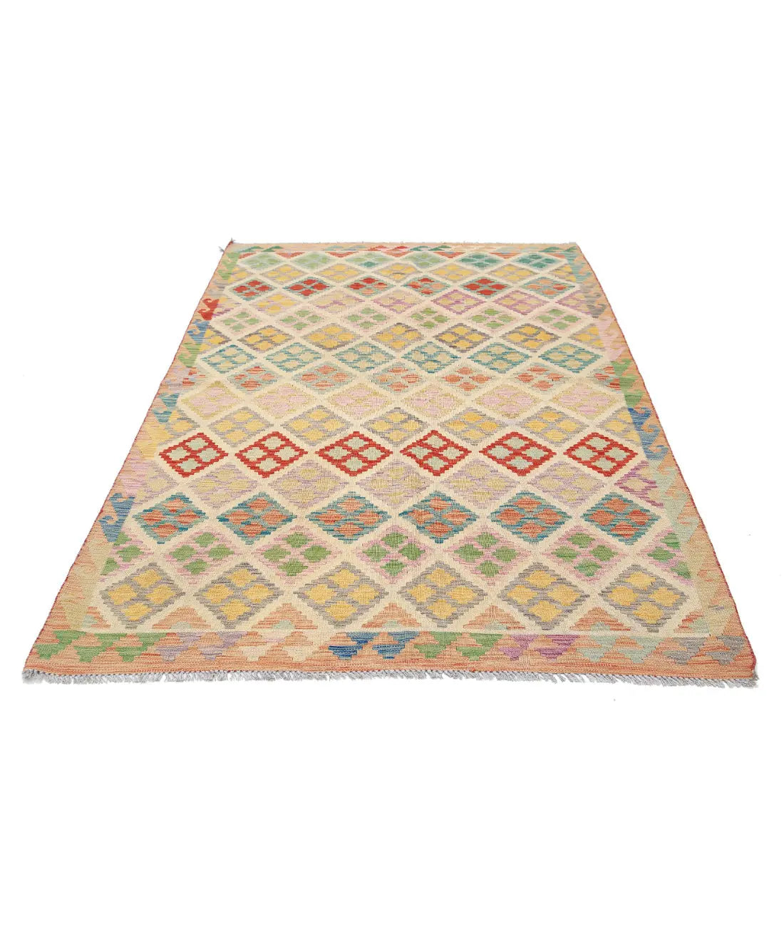 Hand Woven Maimana Kilim Wool Kilim Rug - 5'4'' x 7'11''