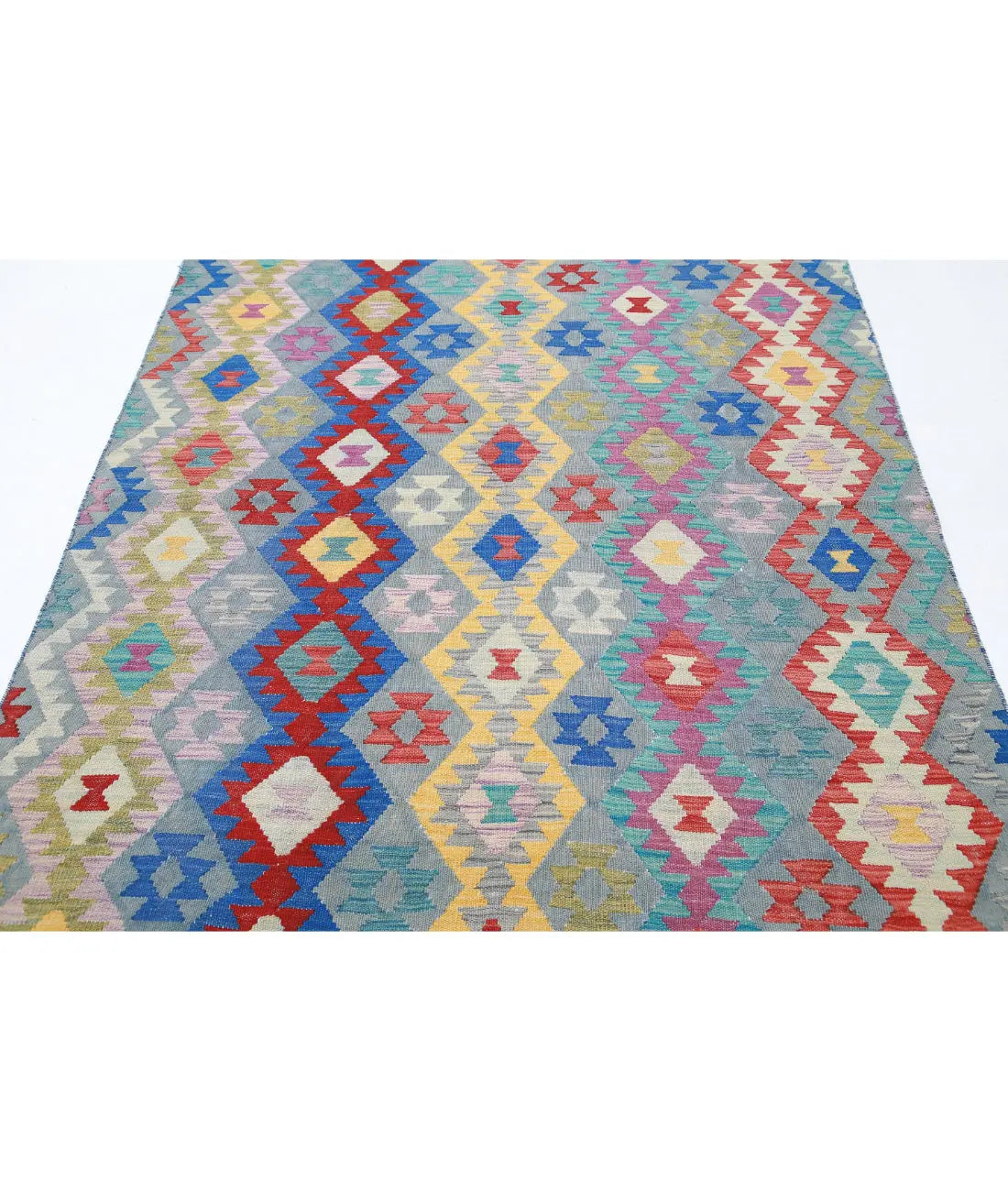 Hand Woven Maimana Kilim Wool Kilim Rug - 5'5'' x 7'8''