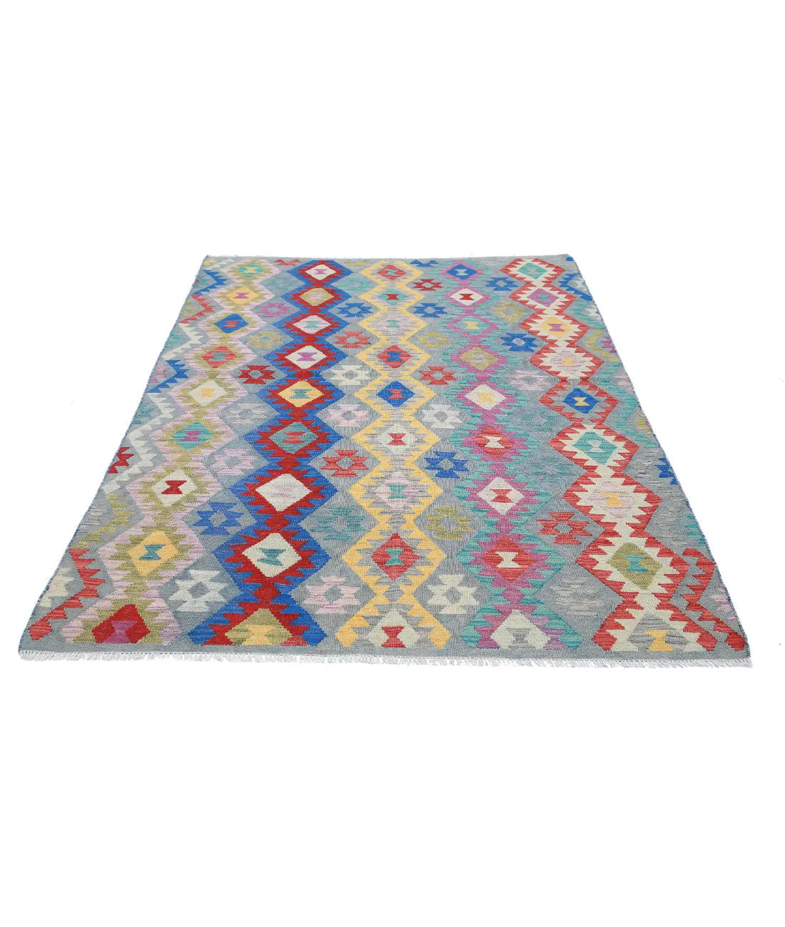 Hand Woven Maimana Kilim Wool Kilim Rug - 5'5'' x 7'8''