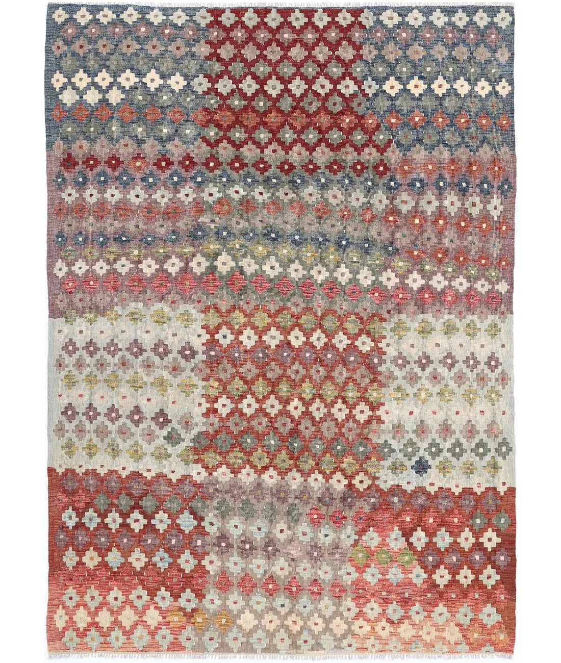 Hand Woven Maimana Kilim Wool Kilim Rug - 5&#39;6&#39;&#39; x 7&#39;10&#39;&#39;