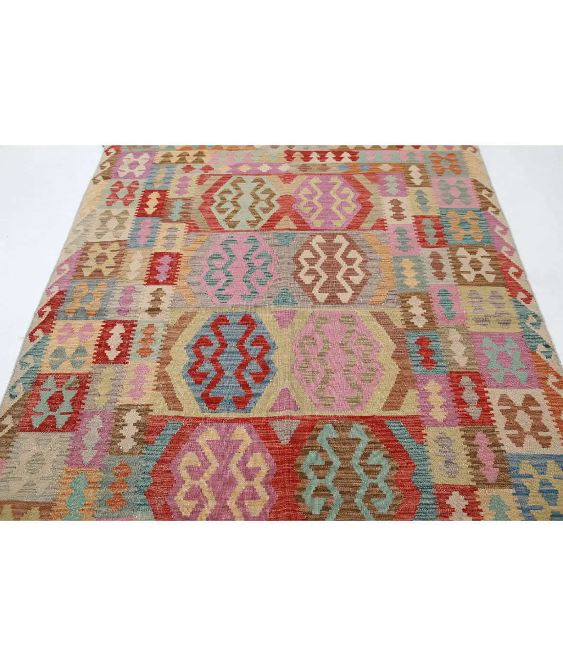 Hand Woven Maimana Kilim Wool Kilim Rug - 5'6'' x 7'5''