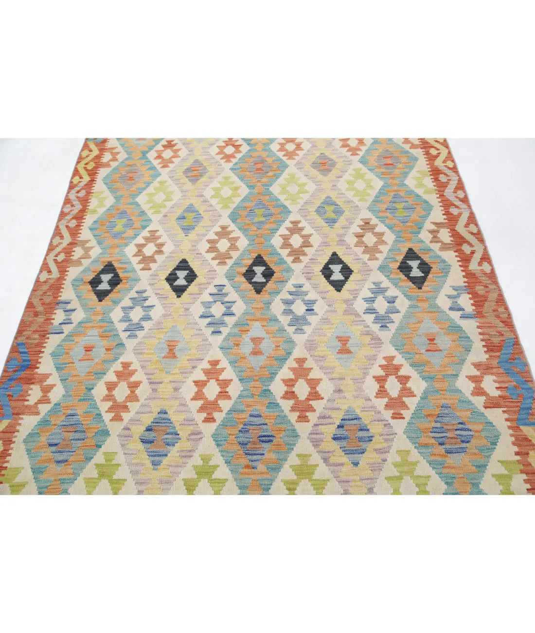 Hand Woven Maimana Kilim Wool Kilim Rug - 5'6'' x 7'7''