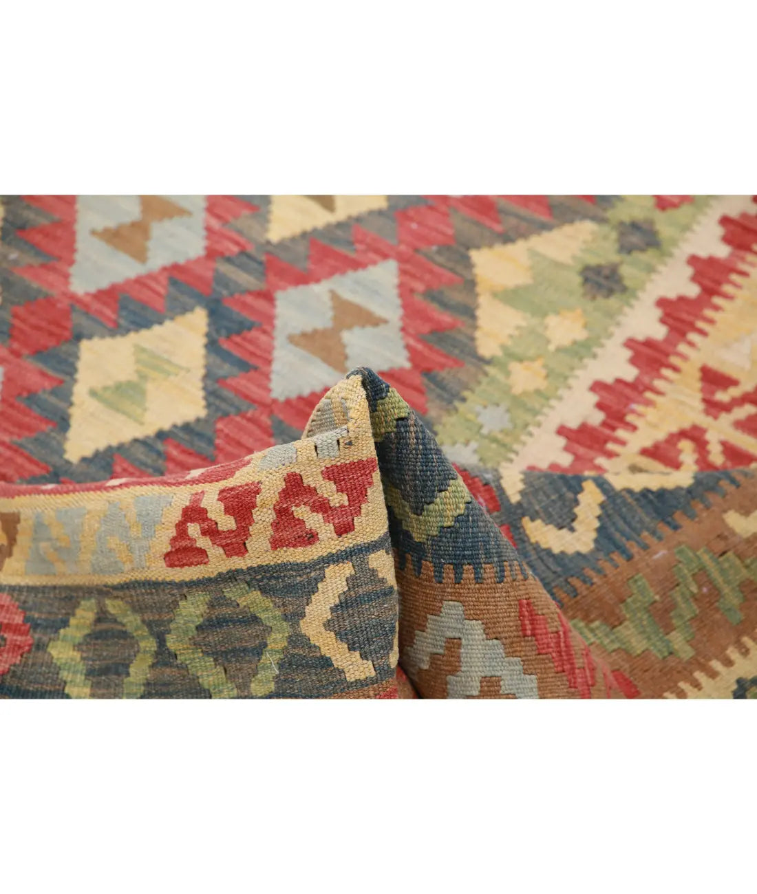 Hand Woven Maimana Kilim Wool Kilim Rug - 5'6'' x 7'8''