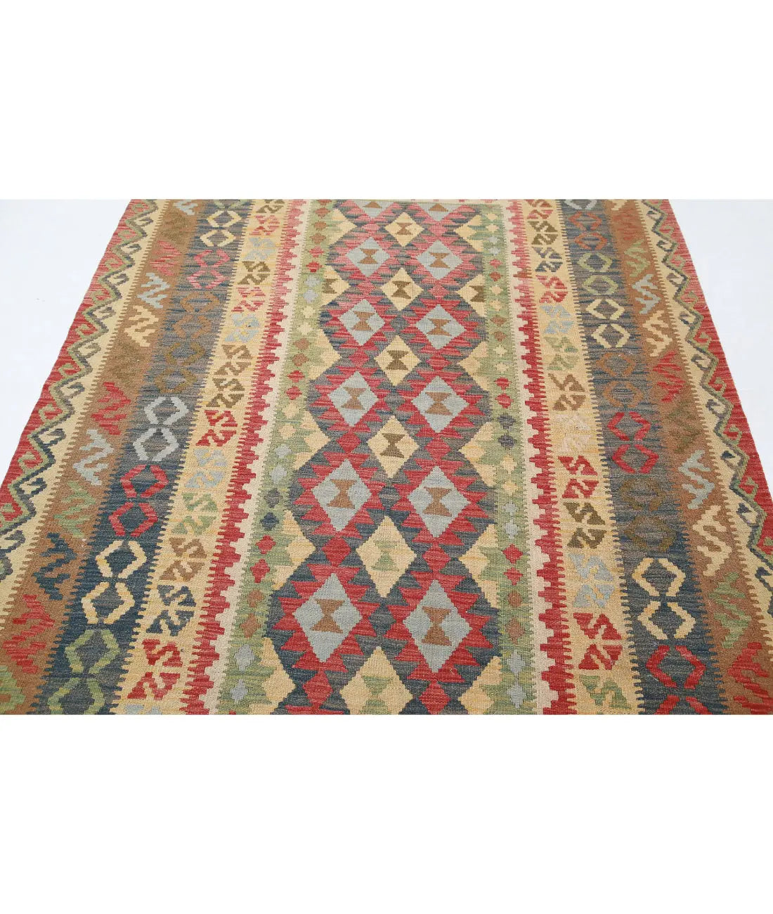 Hand Woven Maimana Kilim Wool Kilim Rug - 5'6'' x 7'8''