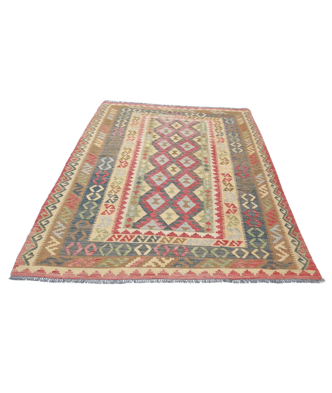 Hand Woven Maimana Kilim Wool Kilim Rug - 5'6'' x 7'8''