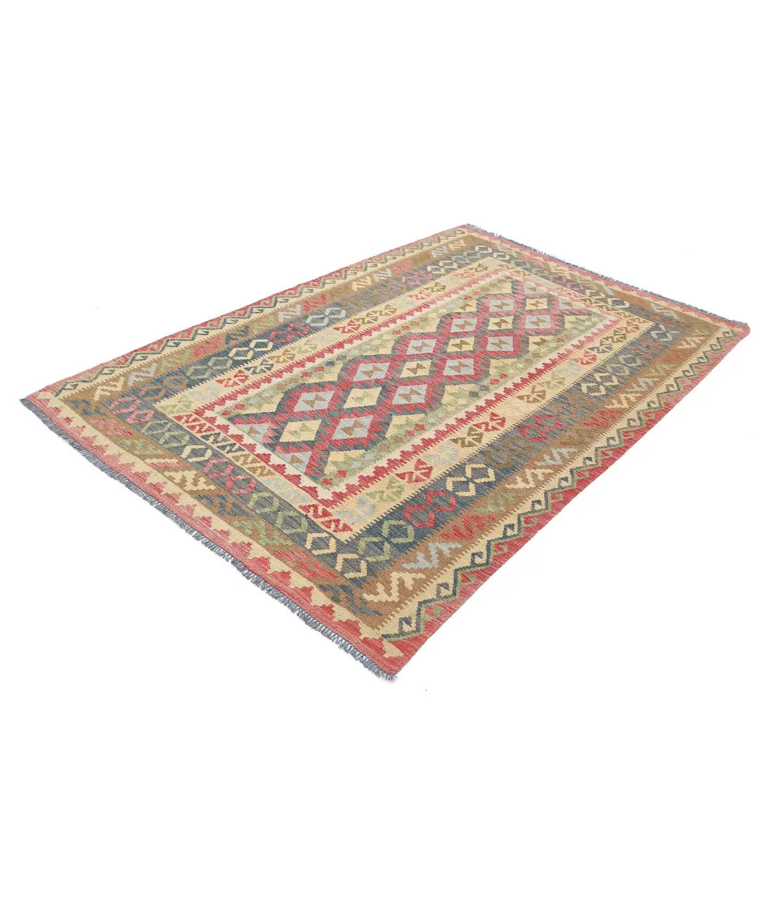 Hand Woven Maimana Kilim Wool Kilim Rug - 5'6'' x 7'8''