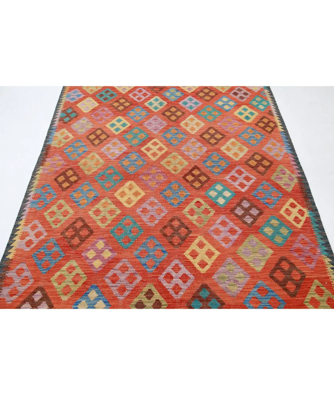 Hand Woven Maimana Kilim Wool Kilim Rug - 5'7'' x 8'2''