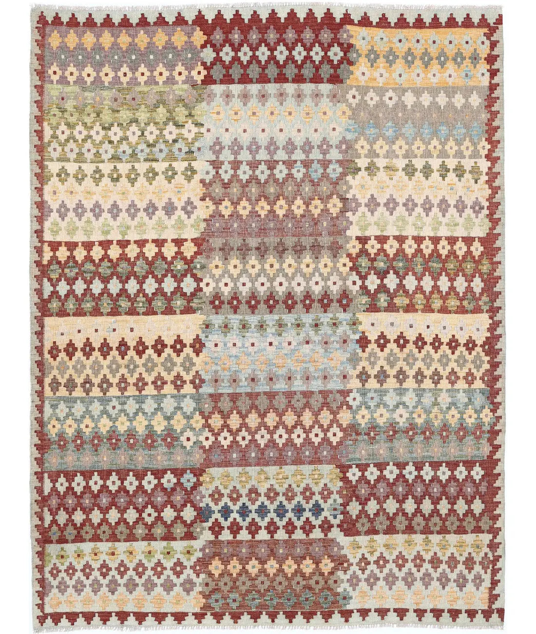 Hand Woven Maimana Kilim Wool Kilim Rug - 5&#39;8&#39;&#39; x 7&#39;8&#39;&#39;