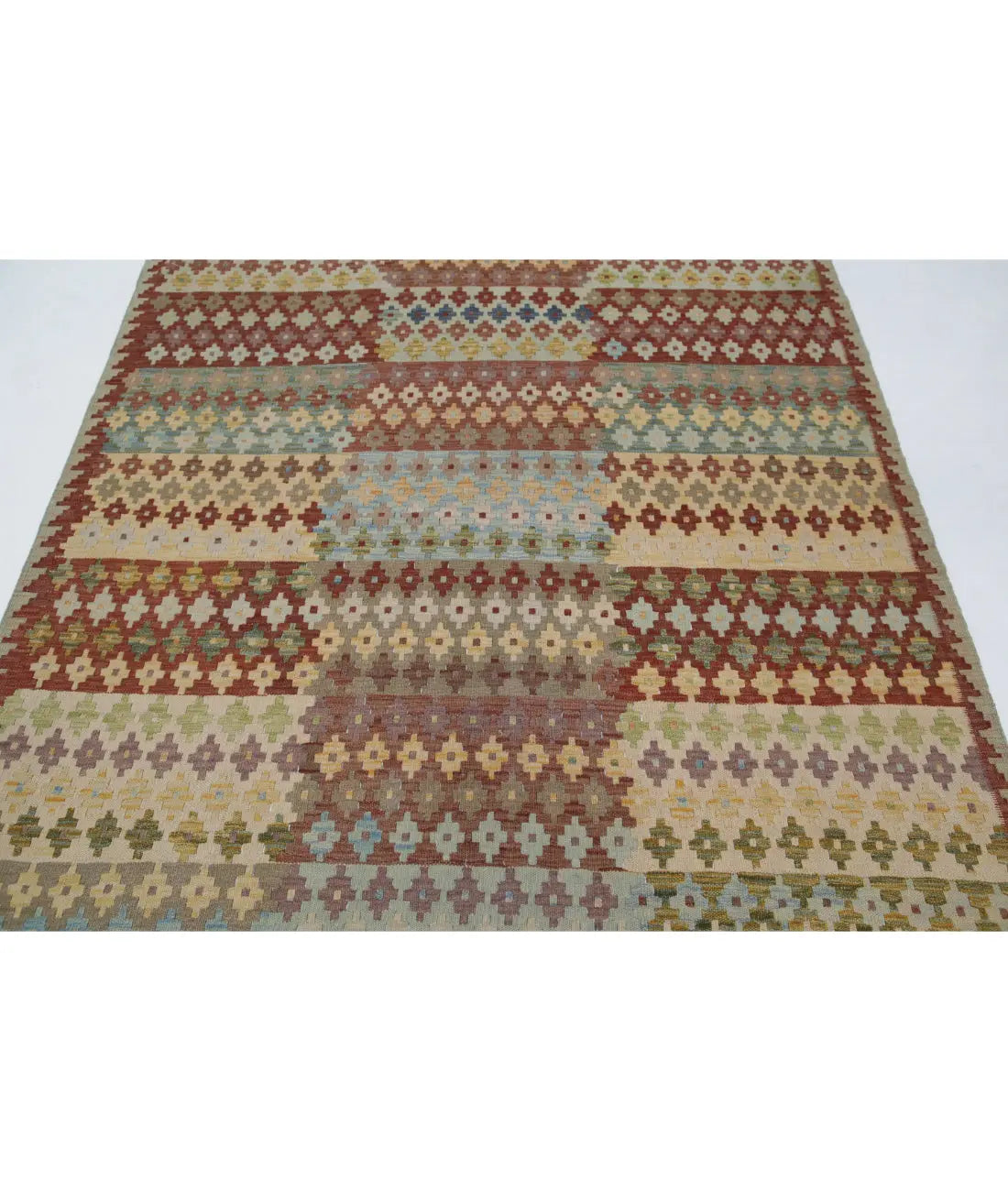 Hand Woven Maimana Kilim Wool Kilim Rug - 5'8'' x 7'8''