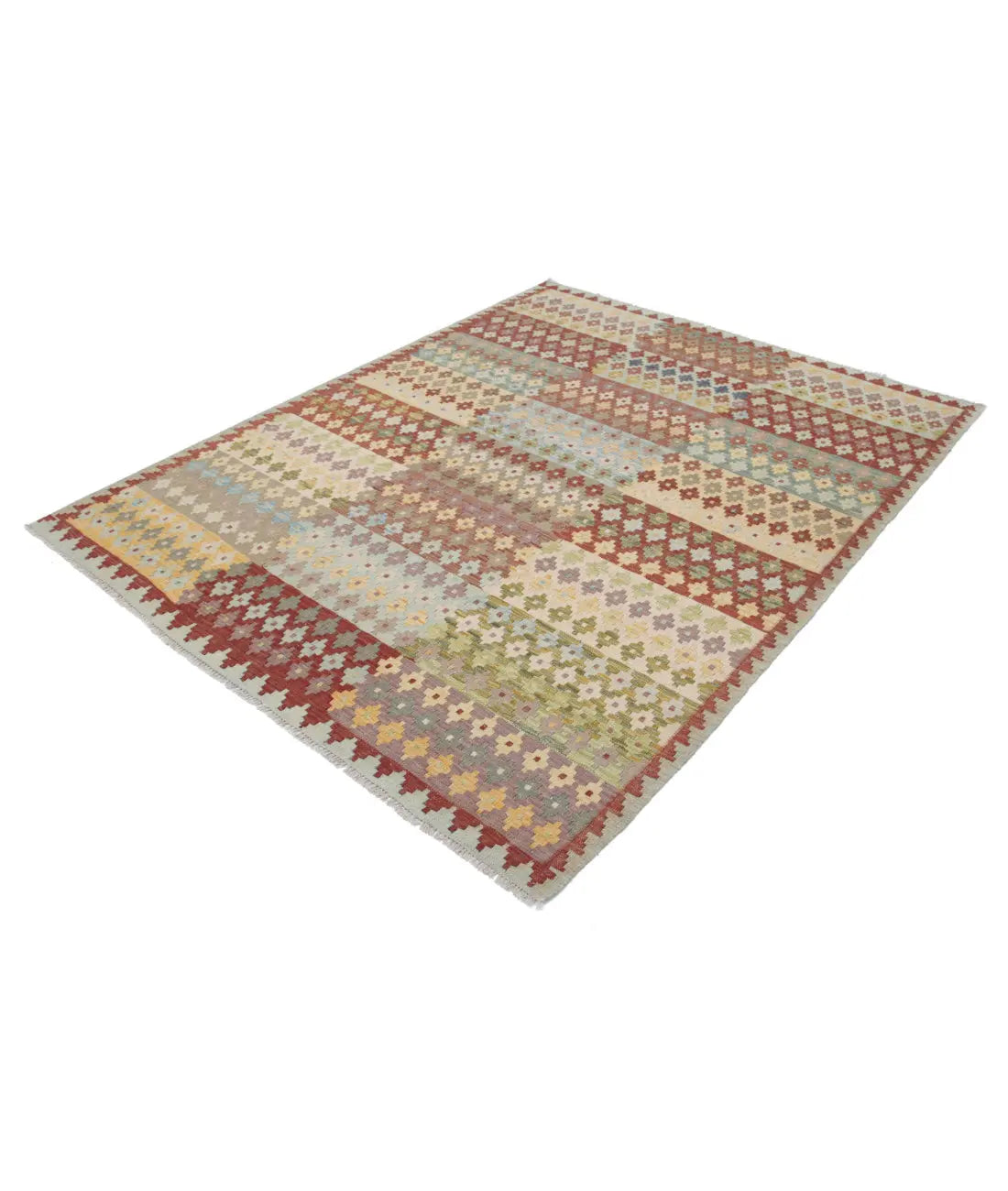 Hand Woven Maimana Kilim Wool Kilim Rug - 5'8'' x 7'8''