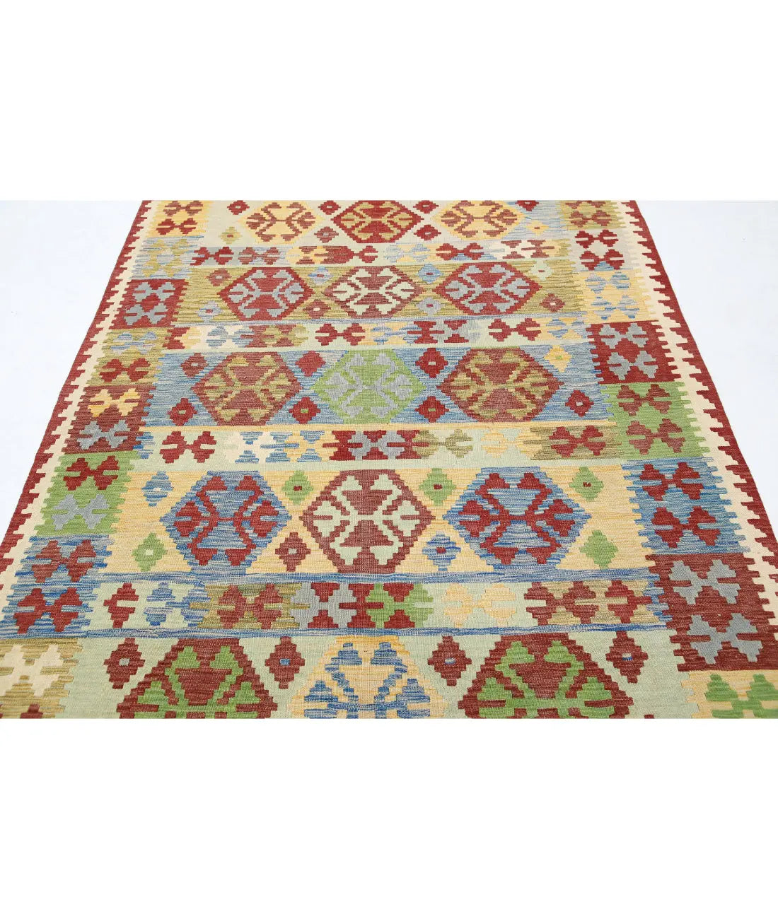 Hand Woven Maimana Kilim Wool Kilim Rug - 5'8'' x 7'9''