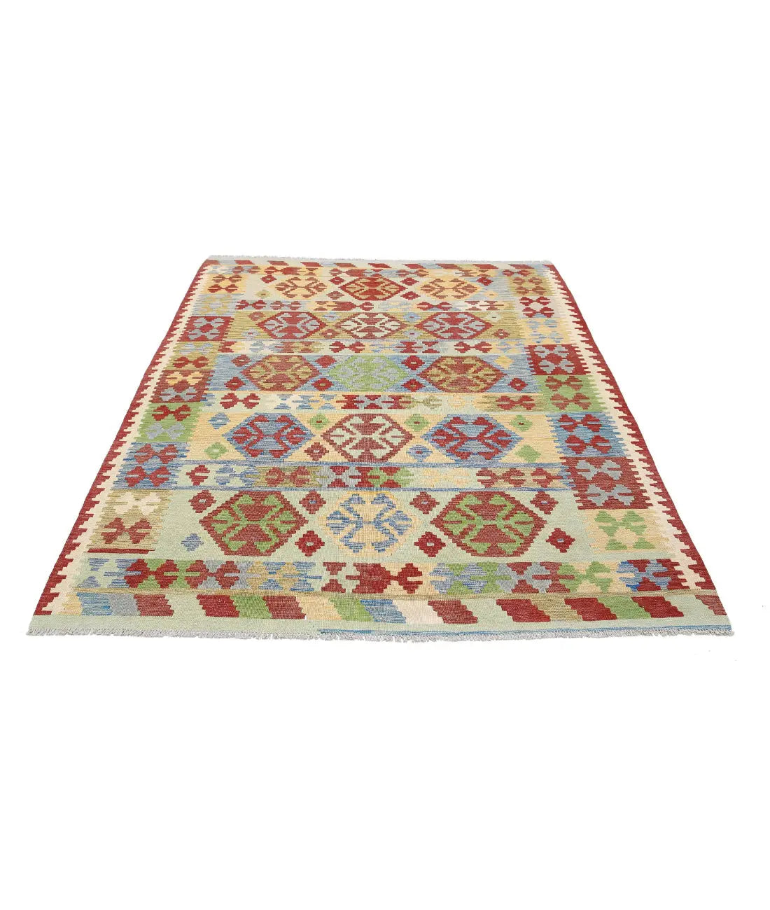 Hand Woven Maimana Kilim Wool Kilim Rug - 5'8'' x 7'9''