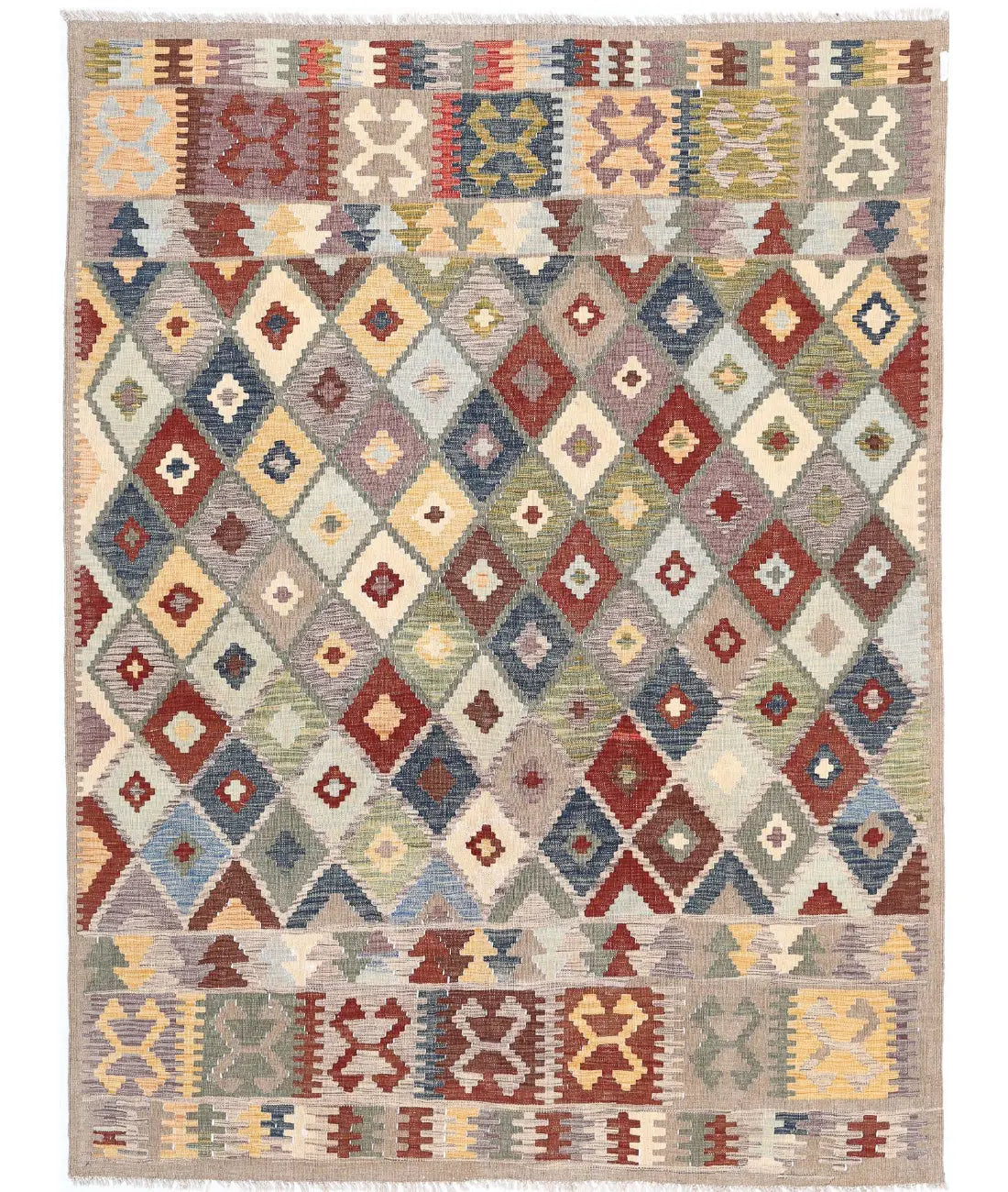 Alfombra Kilim de lana Maimana Kilim anudada a mano - 6&#39;2&#39;&#39; x 7&#39;11&#39;&#39;