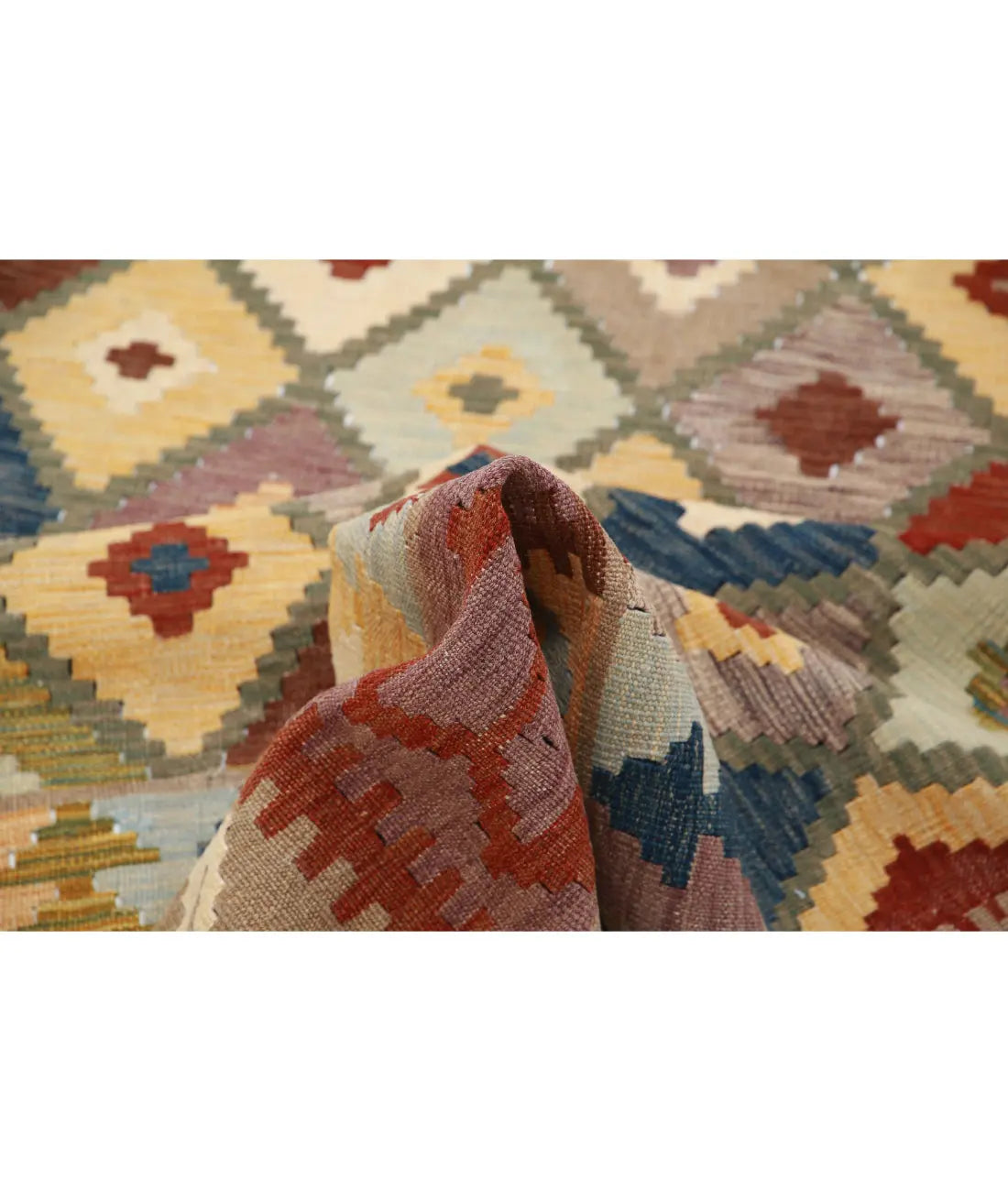 Alfombra Kilim de lana Maimana Kilim anudada a mano - 6'2'' x 7'11''