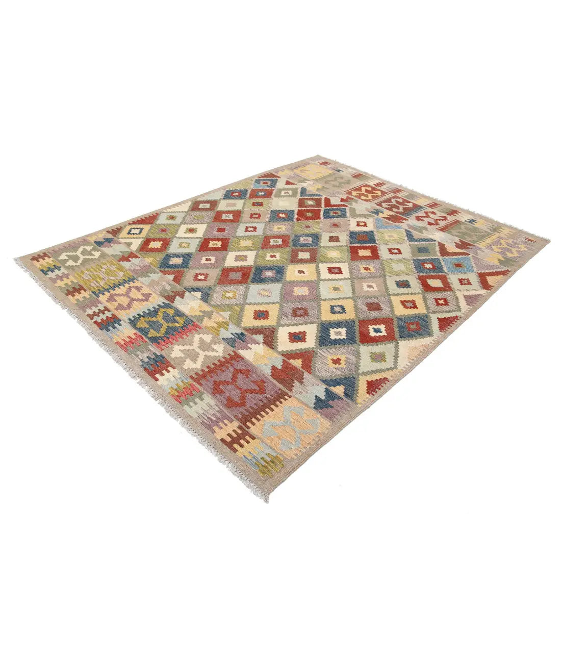 Alfombra Kilim de lana Maimana Kilim anudada a mano - 6'2'' x 7'11''