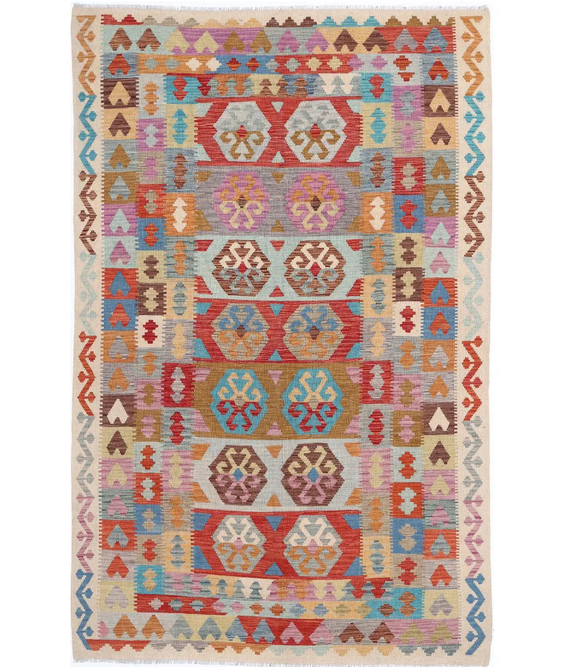 Alfombra Kilim de lana Maimana Kilim anudada a mano - 6&#39;2&#39;&#39; x 9&#39;10&#39;&#39;