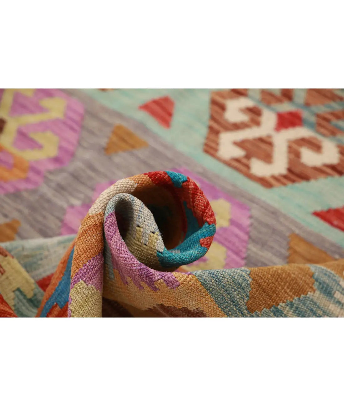 Alfombra Kilim de lana Maimana Kilim anudada a mano - 6'2'' x 9'10''