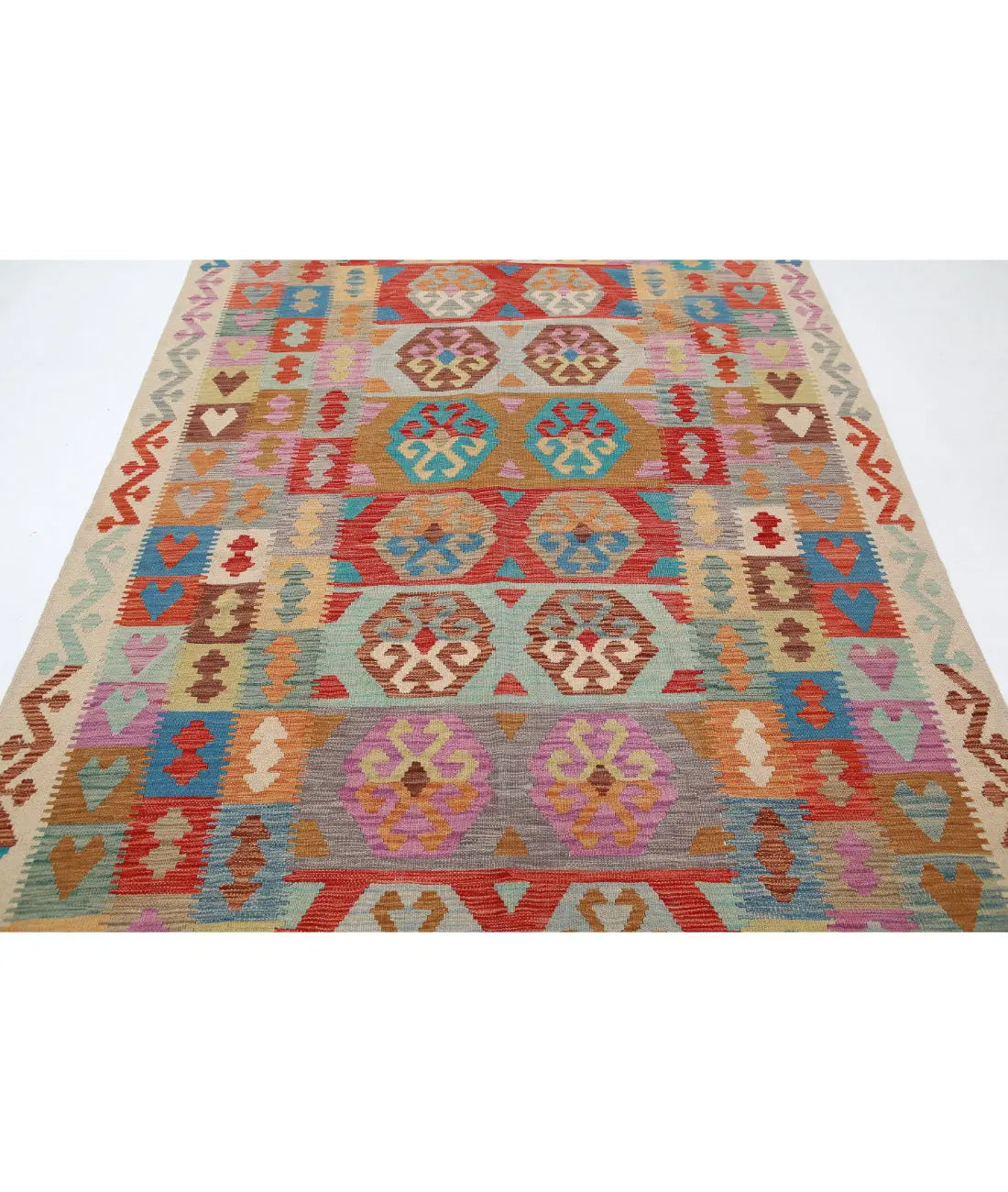 Alfombra Kilim de lana Maimana Kilim anudada a mano - 6'2'' x 9'10''