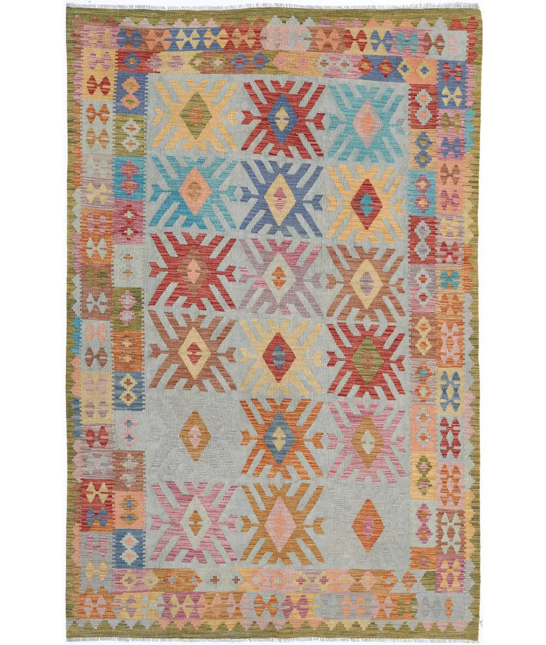 Alfombra Kilim de lana Maimana Kilim anudada a mano - 6&#39;3&#39;&#39; x 9&#39;11&#39;&#39;