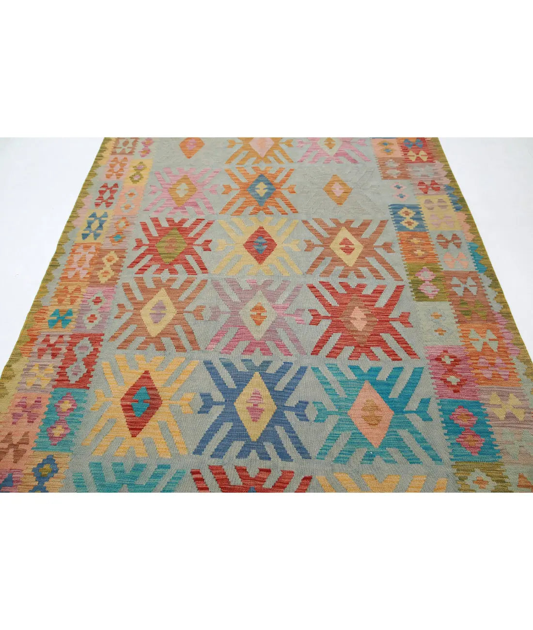 Alfombra Kilim de lana Maimana Kilim anudada a mano - 6'3'' x 9'11''