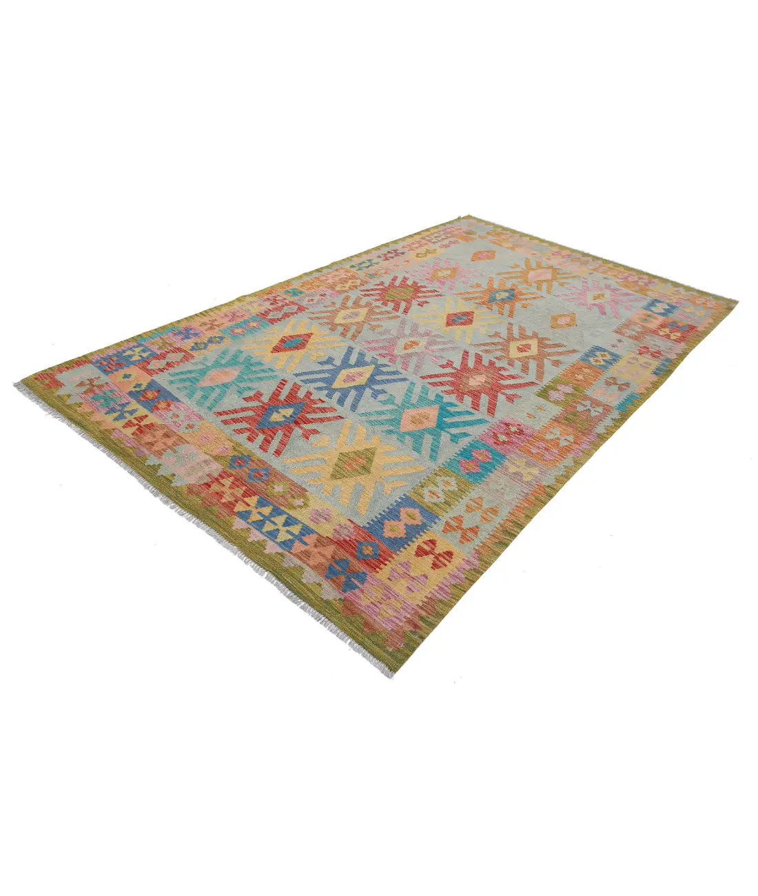 Alfombra Kilim de lana Maimana Kilim anudada a mano - 6'3'' x 9'11''