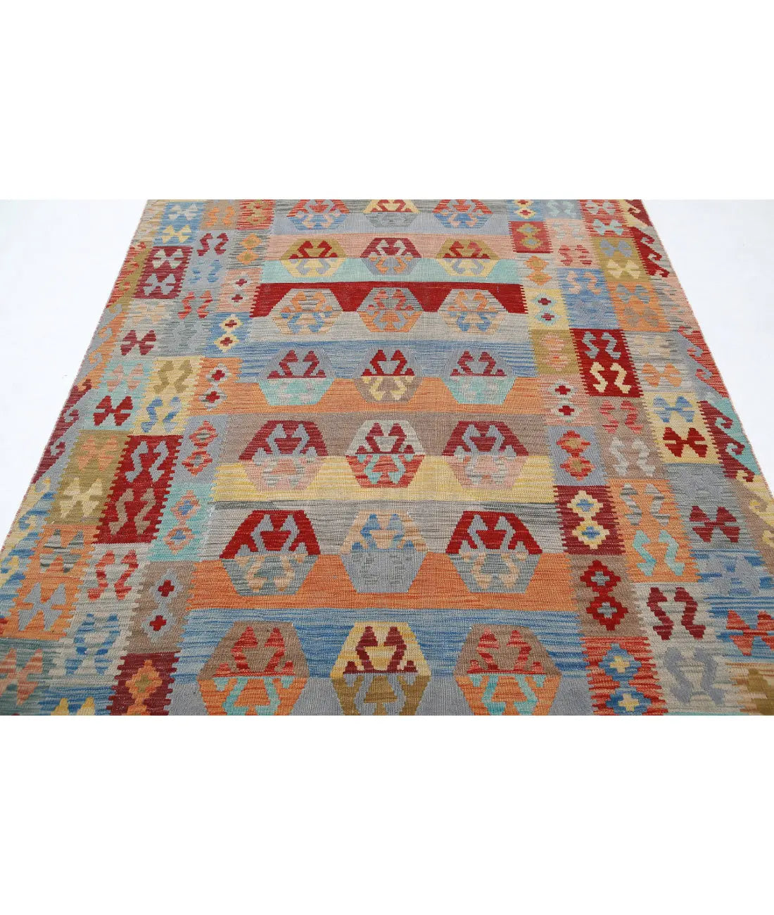 Alfombra Kilim de lana Maimana Kilim anudada a mano - 6'3'' x 9'6''