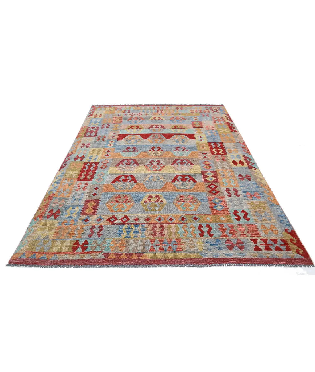 Alfombra Kilim de lana Maimana Kilim anudada a mano - 6'3'' x 9'6''