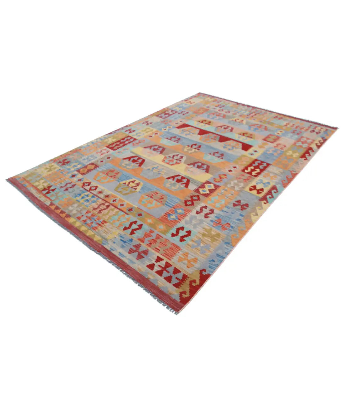 Alfombra Kilim de lana Maimana Kilim anudada a mano - 6'3'' x 9'6''