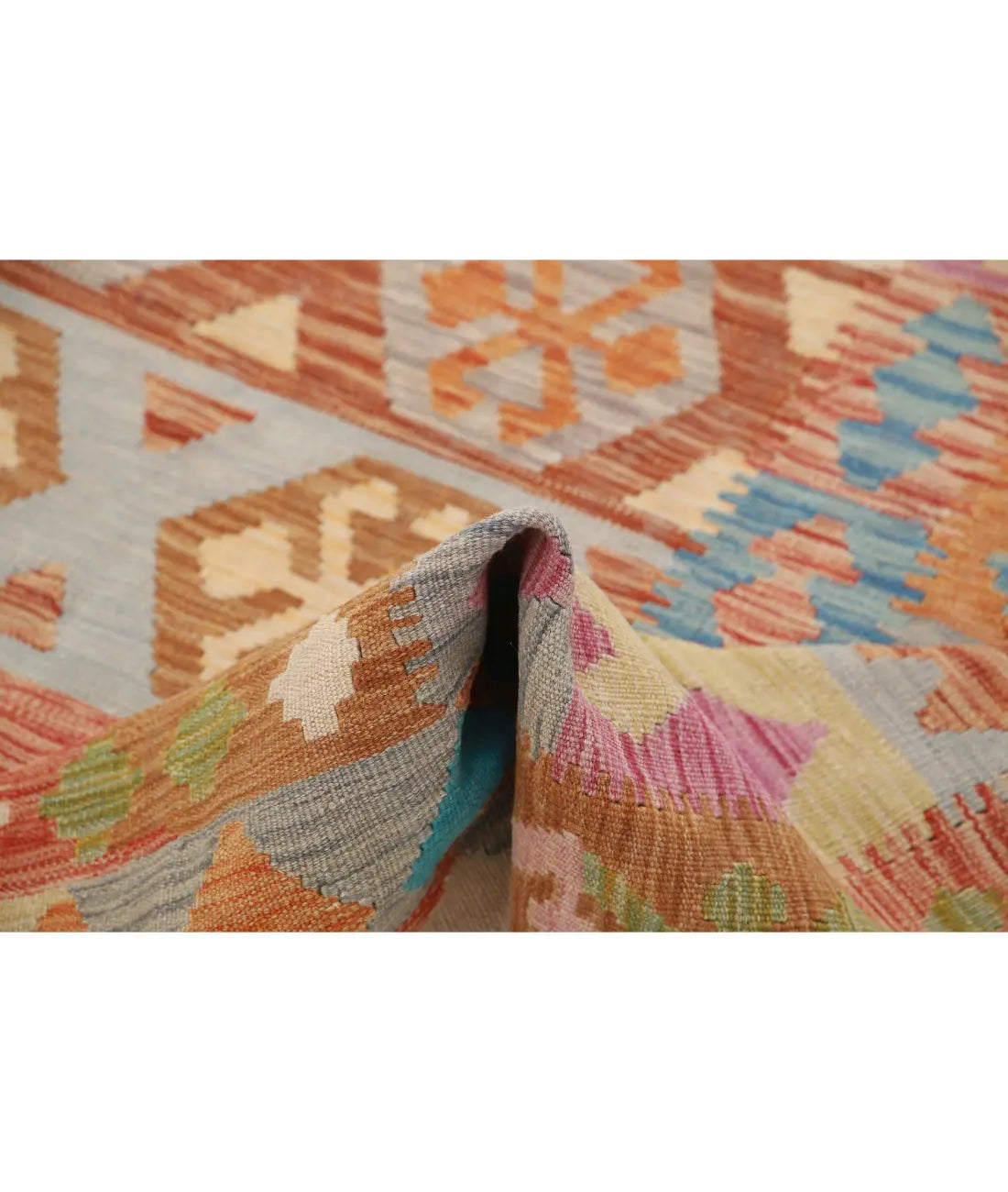 Hand Woven Maimana Kilim Wool Kilim Rug - 6'3'' x 9'8''