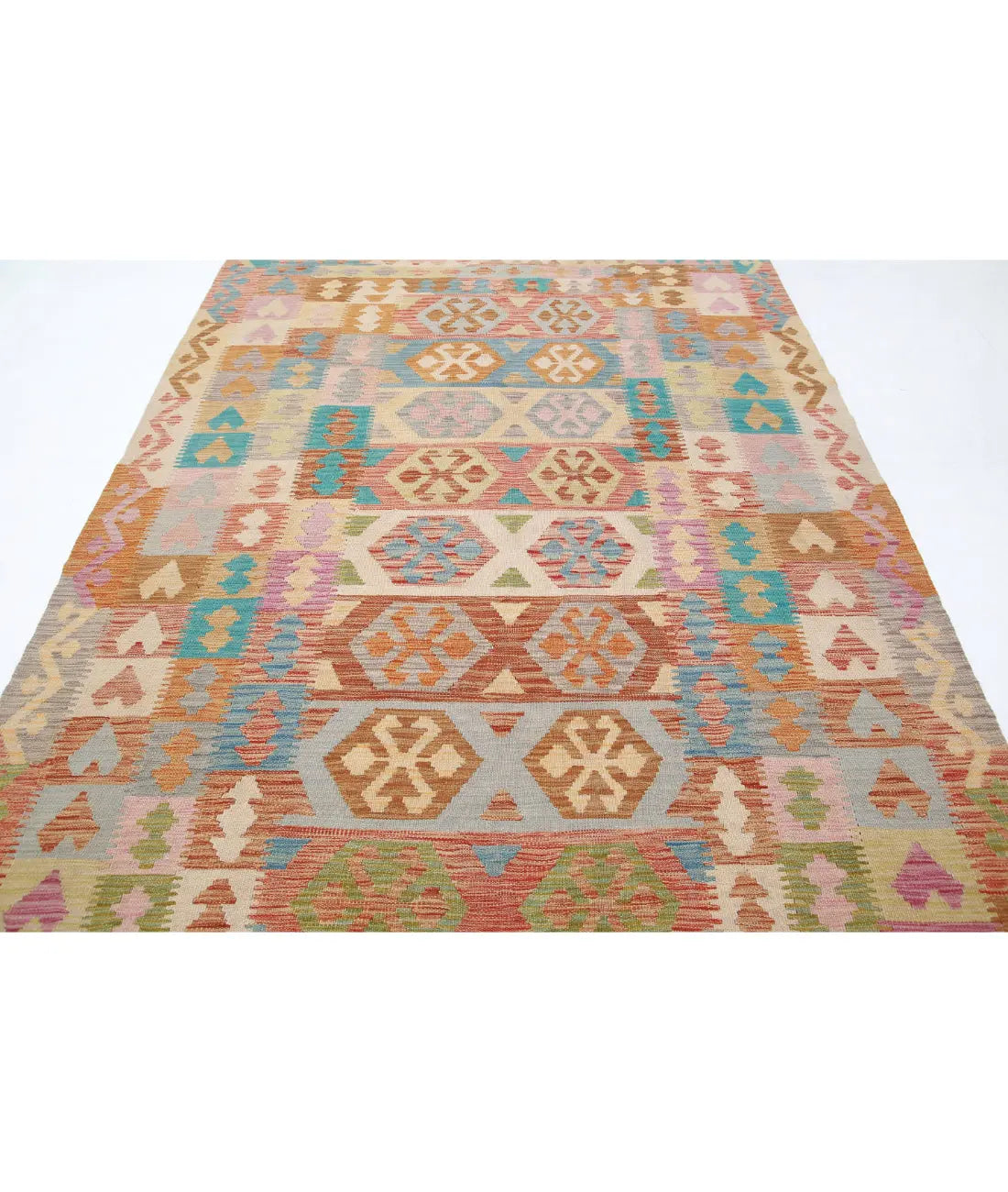 Hand Woven Maimana Kilim Wool Kilim Rug - 6'3'' x 9'8''