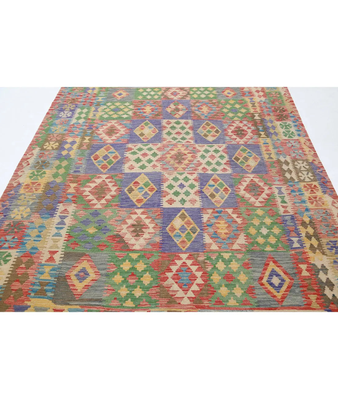 Alfombra Kilim de lana Maimana Kilim anudada a mano - 6'4'' x 9'2''