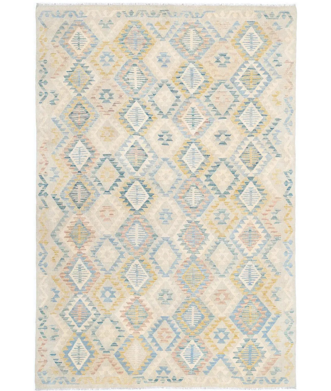 Hand Woven Maimana Kilim Wool Kilim Rug - 6'4'' x 9'4''