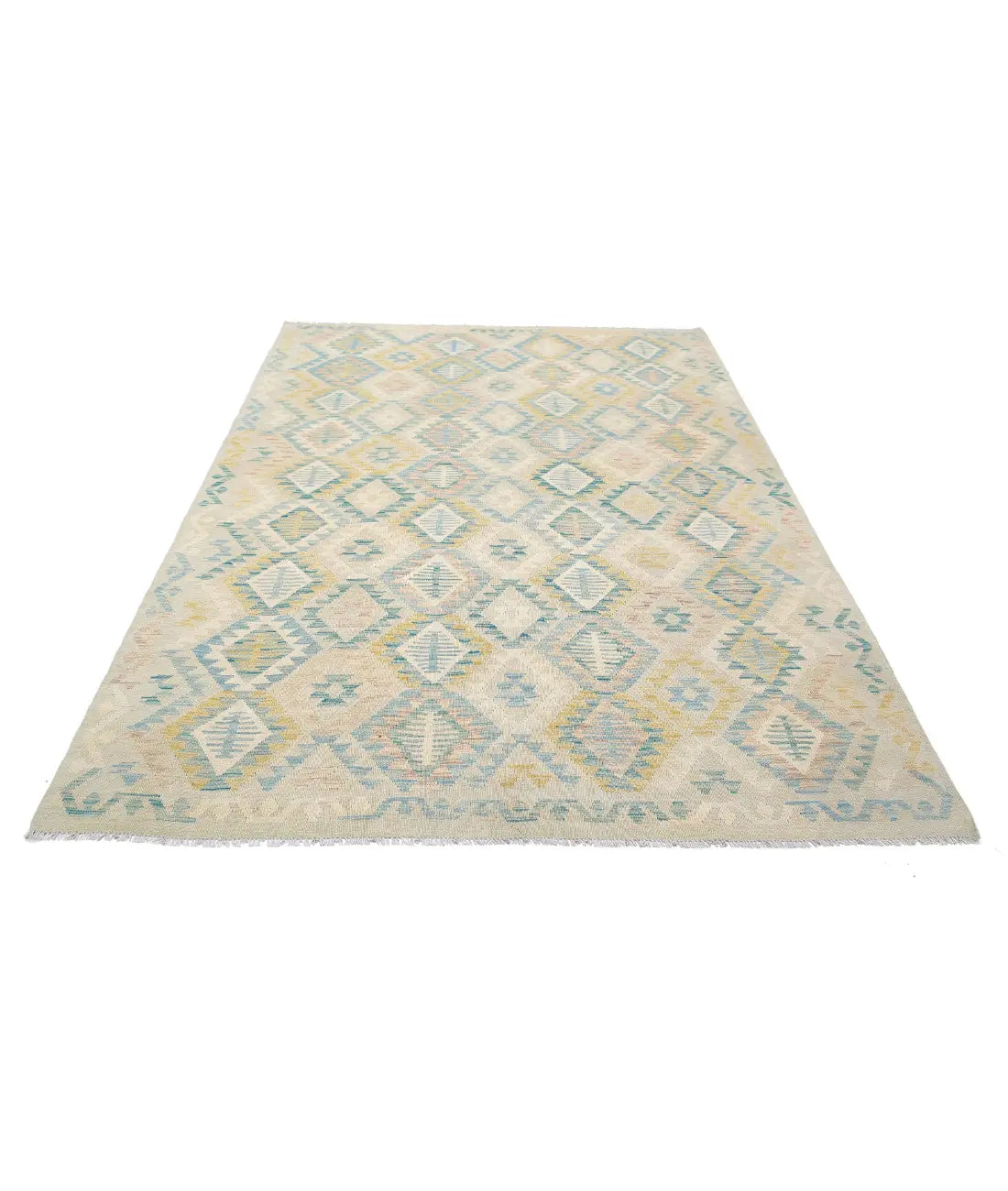 Alfombra Kilim de lana Maimana Kilim anudada a mano - 6'4'' x 9'4''