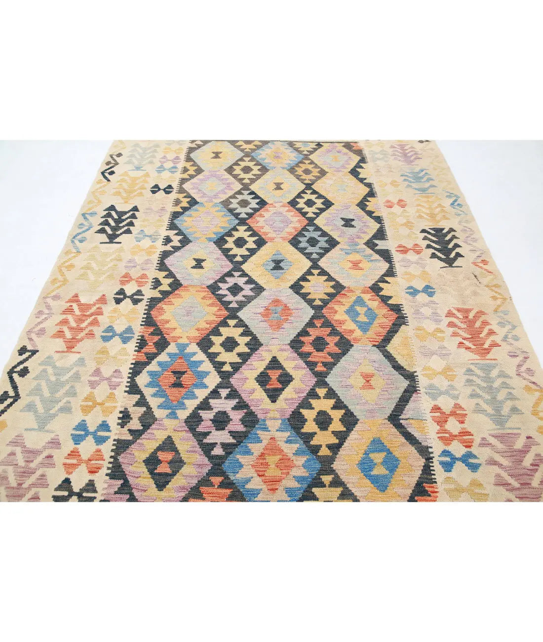 Hand Woven Maimana Kilim Wool Kilim Rug - 6'4'' x 9'6''