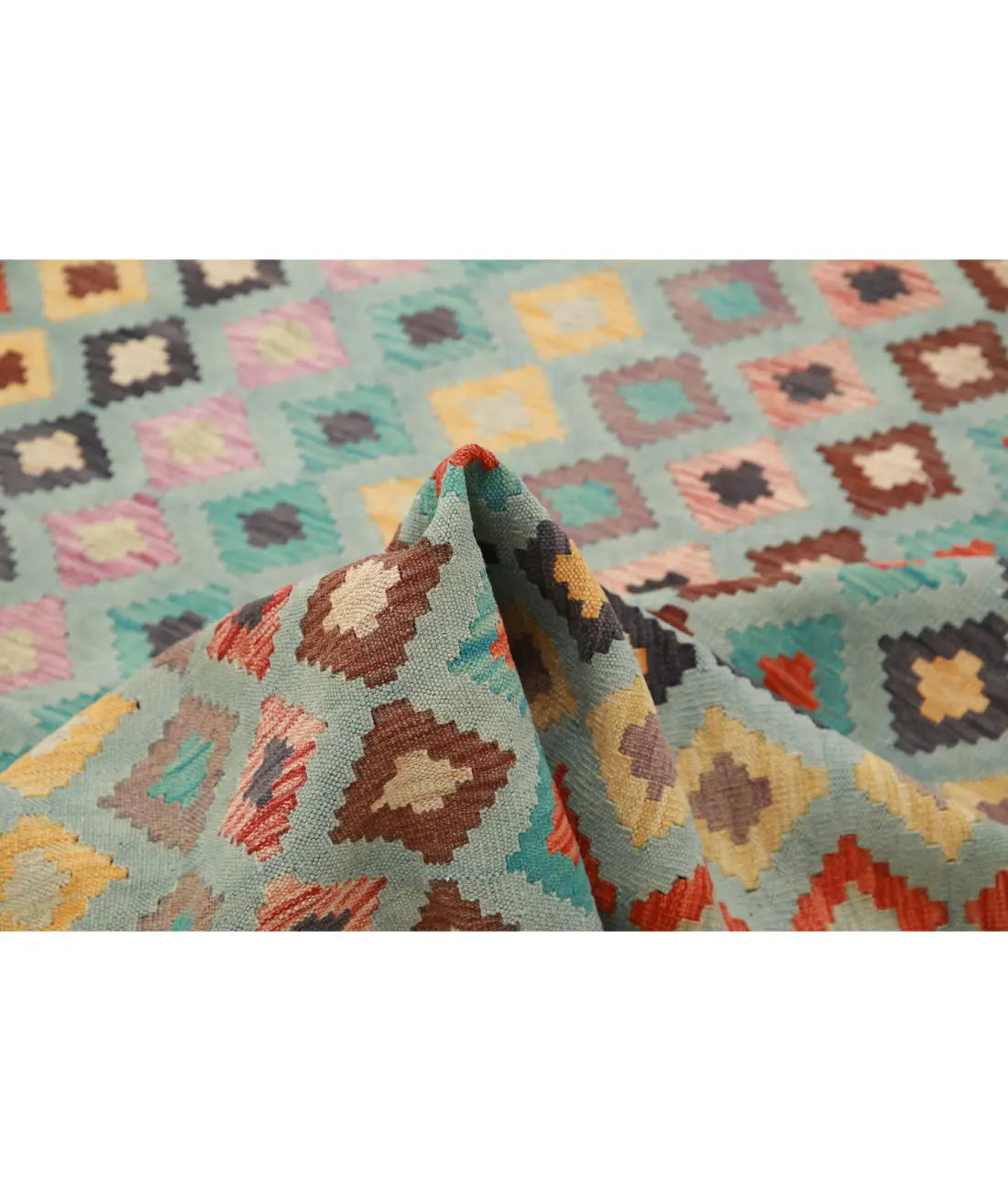 Hand Woven Maimana Kilim Wool Kilim Rug - 6'4'' x 9'6''