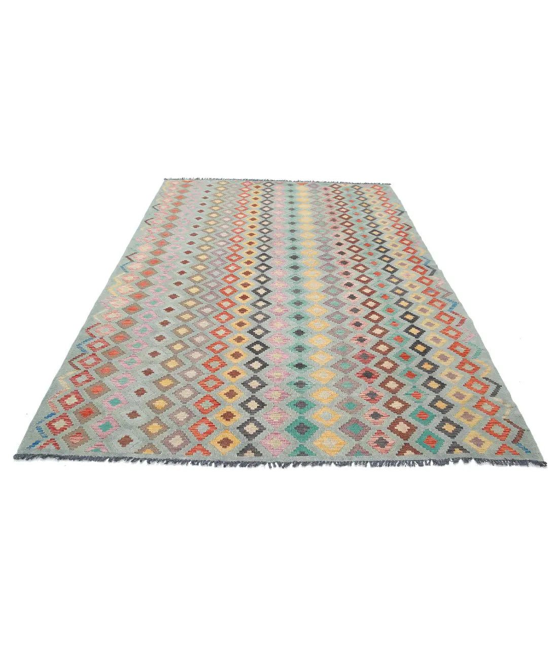 Hand Woven Maimana Kilim Wool Kilim Rug - 6'4'' x 9'6''