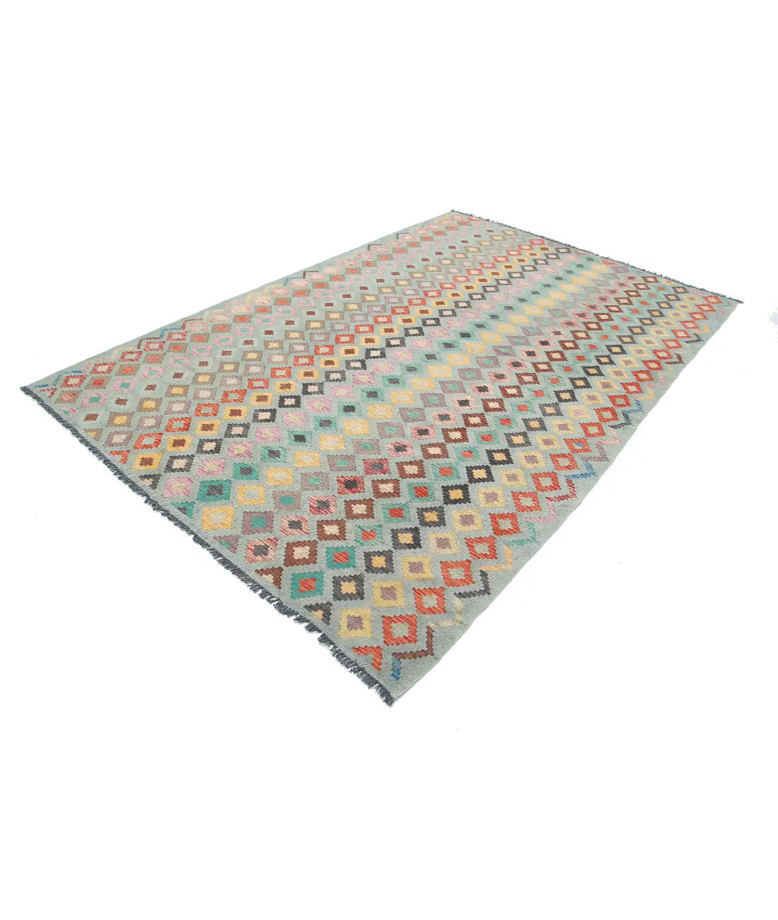 Hand Woven Maimana Kilim Wool Kilim Rug - 6'4'' x 9'6''