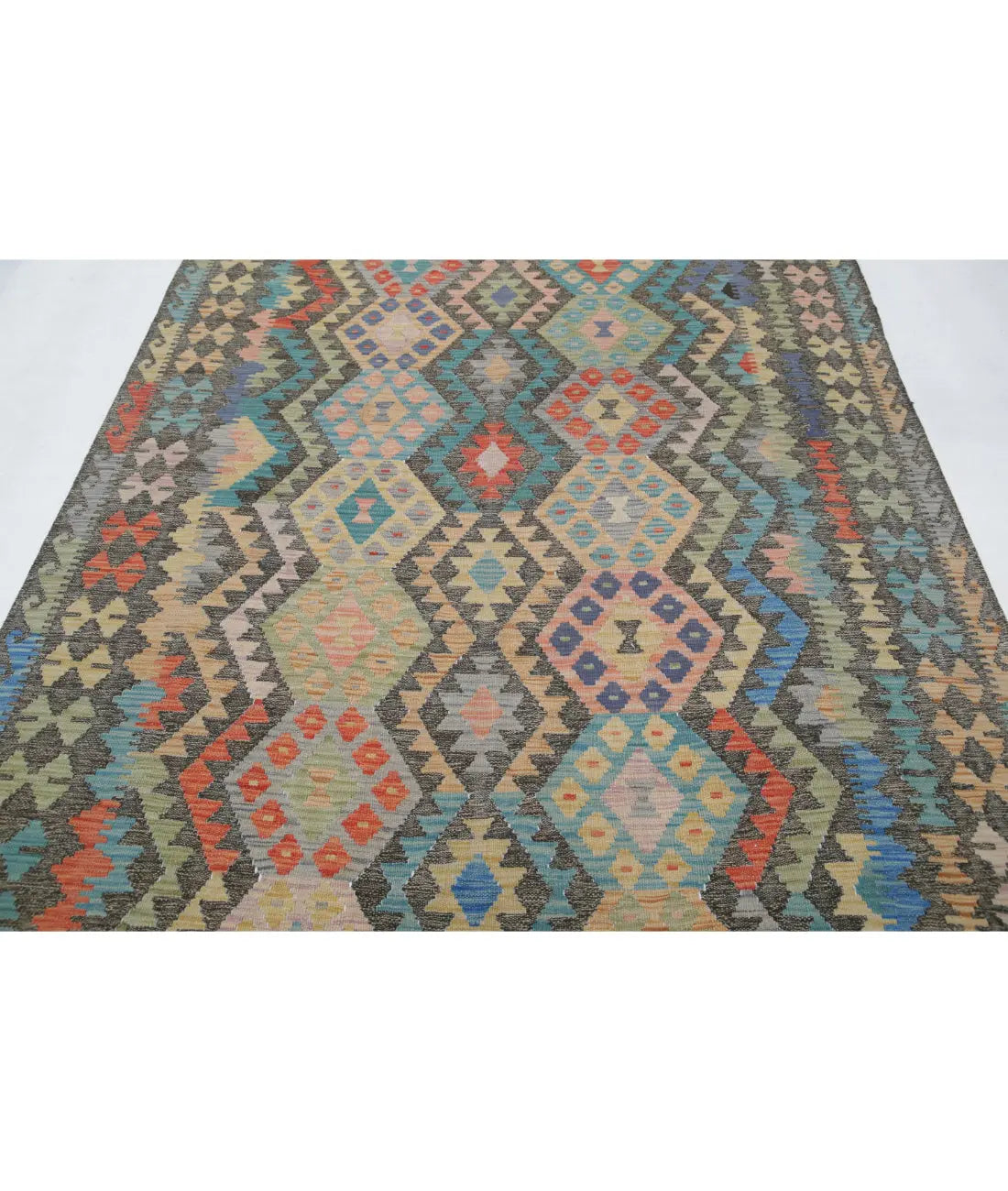 Hand Woven Maimana Kilim Wool Kilim Rug - 6'4'' x 9'8''