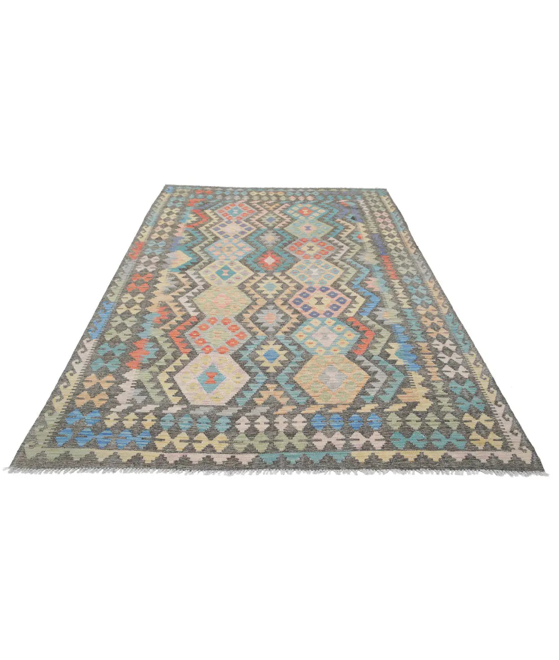 Hand Woven Maimana Kilim Wool Kilim Rug - 6'4'' x 9'8''