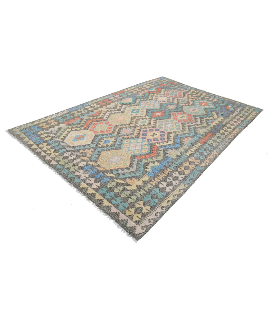 Hand Woven Maimana Kilim Wool Kilim Rug - 6'4'' x 9'8''