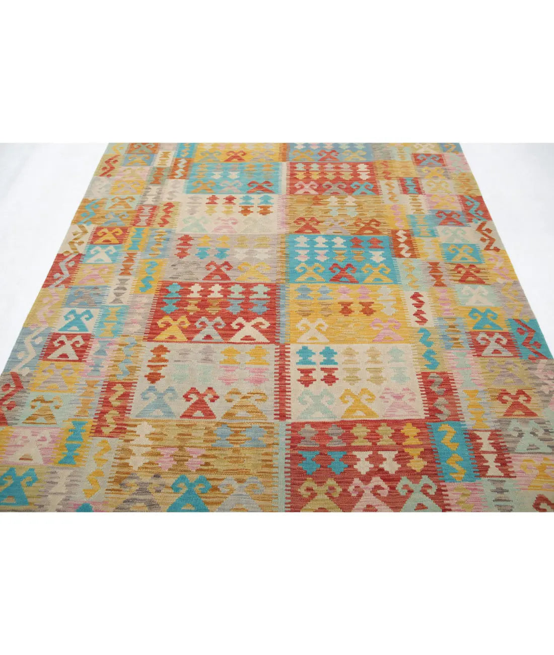 Alfombra Kilim de lana Maimana Kilim anudada a mano - 6'4'' x 9'8''