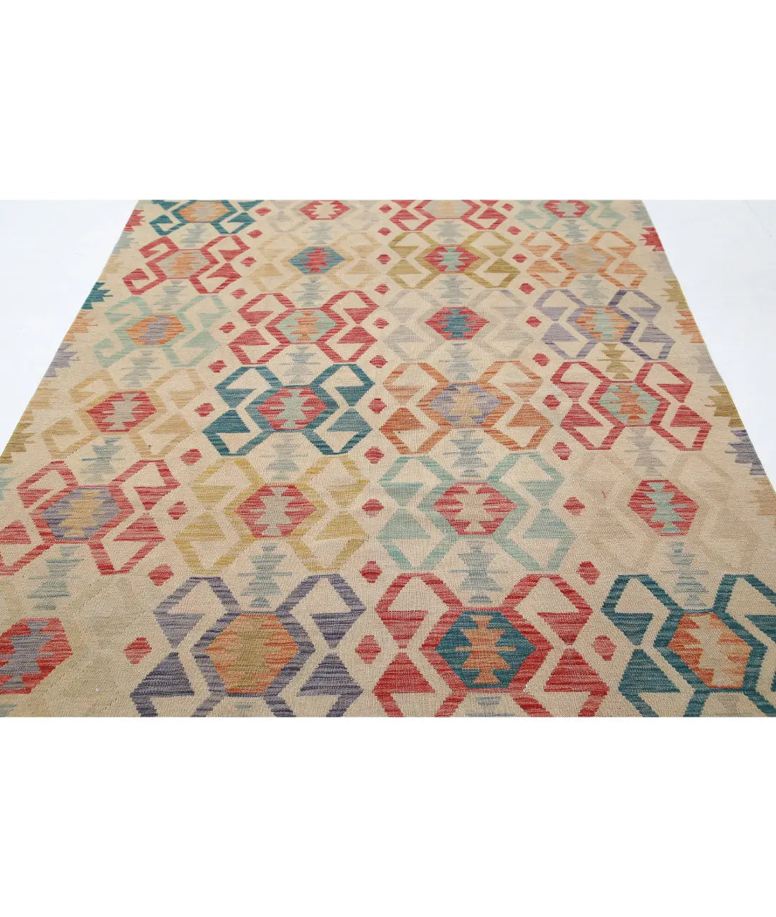 Hand Woven Maimana Kilim Wool Kilim Rug - 6'4'' x 9'8''