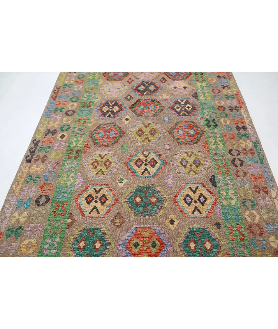 Alfombra Kilim de lana Maimana Kilim anudada a mano - 6'4'' x 9'9''