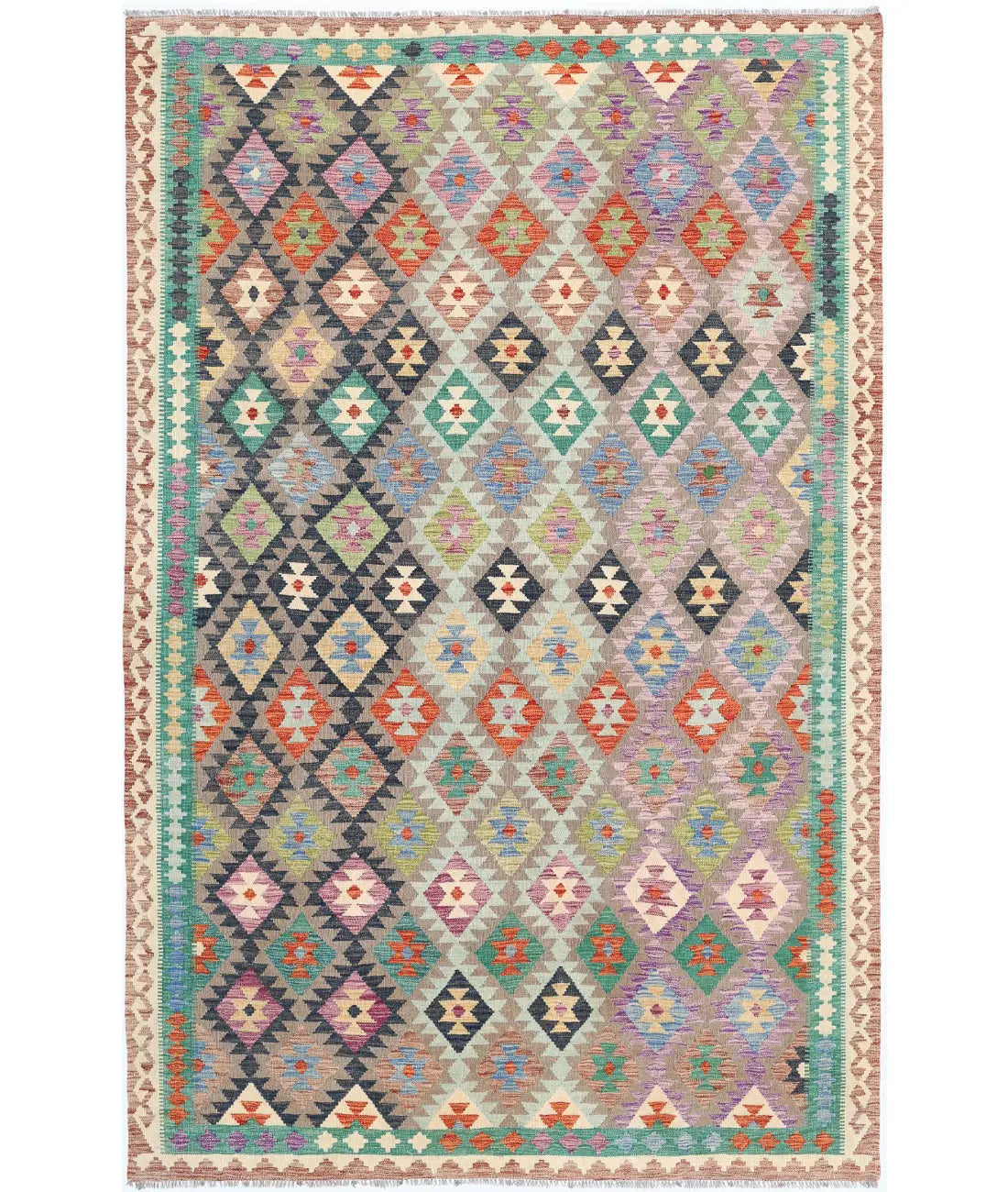 Alfombra Kilim de lana Maimana Kilim anudada a mano - 6&#39;5&#39;&#39; x 9&#39;10&#39;&#39;