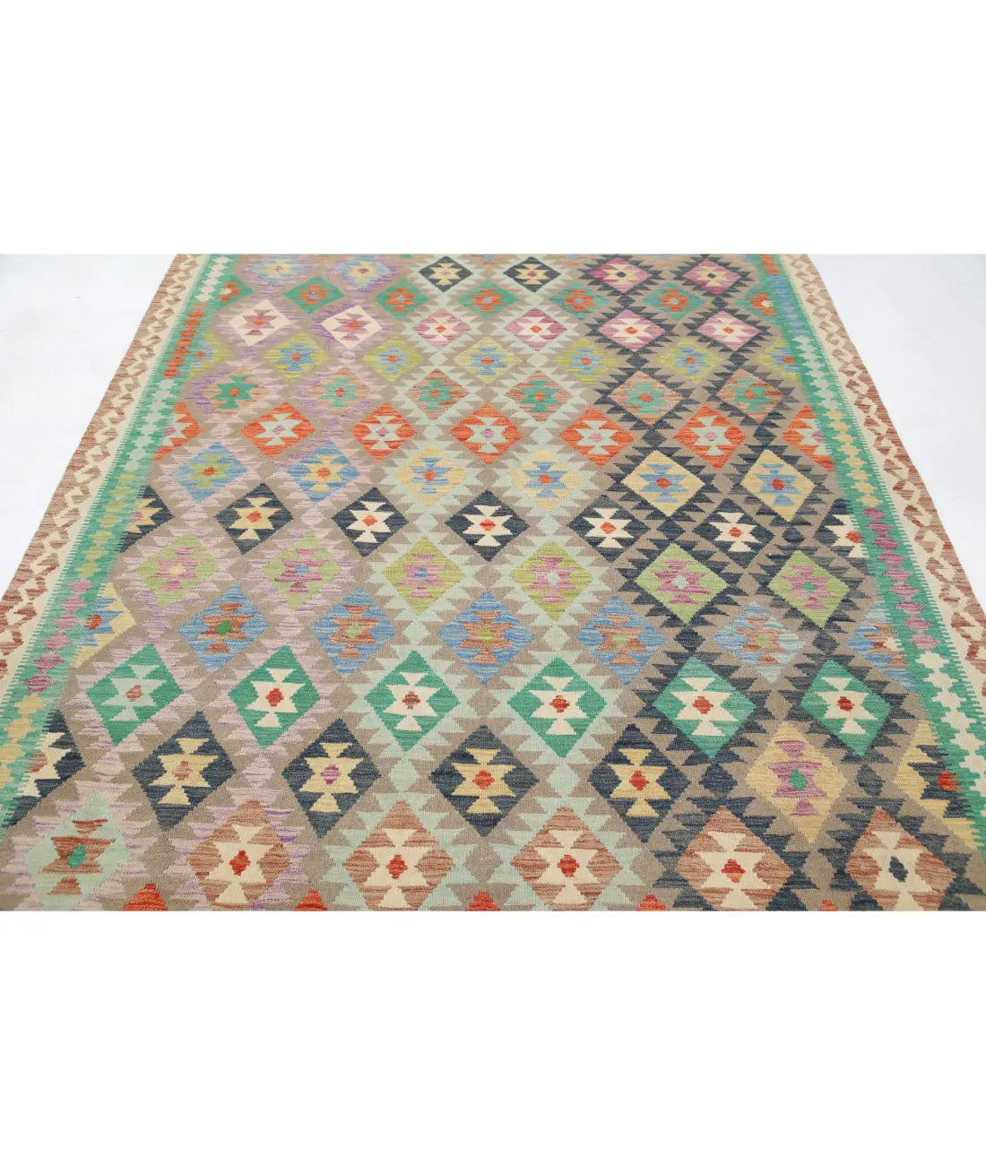 Alfombra Kilim de lana Maimana Kilim anudada a mano - 6'5'' x 9'10''